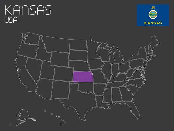 Mapa de los Estados Unidos de América con un estado seleccionado —  Fotos de Stock