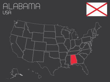 ABD ile bir devlet Alabama seçili - Haritası