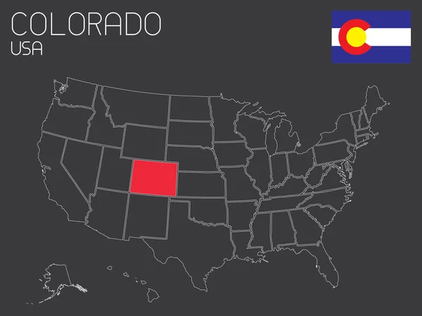 Mapa dos EUA com um estado selecionado - Colorado —  Vetores de Stock