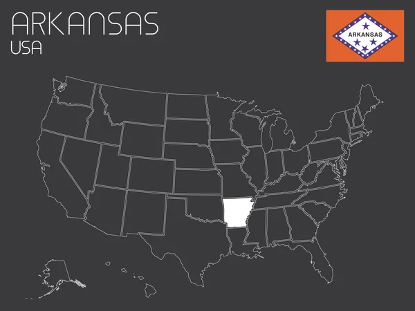 Mapa Usa z jednego stanu wybranych - Arkansas — Wektor stockowy