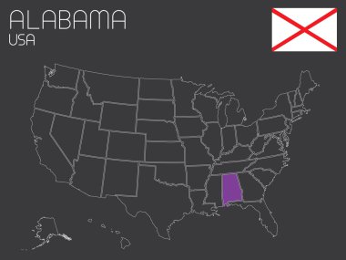 ABD ile bir devlet Alabama seçili - Haritası