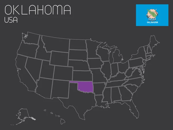 Mapa de los Estados Unidos con un estado seleccionado - Oklahoma — Archivo Imágenes Vectoriales