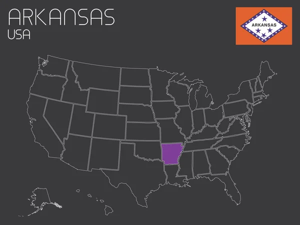 Mapa Usa s jedním státem vybrané - Arkansas — Stockový vektor