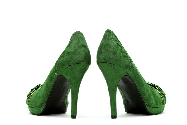 Zelené boty na podpatku — Stock fotografie