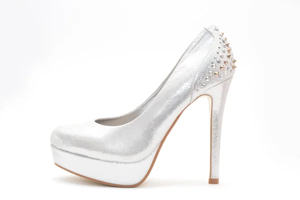 Silver female high heel — Stock Photo, Image