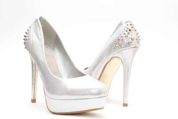 Silver female high heels — Stock Photo, Image