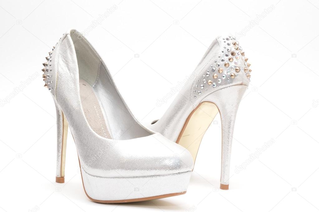 Silver female high heels
