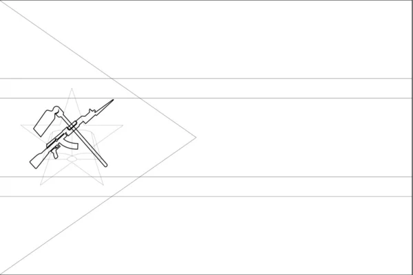 Szkielet flaga ilustracja kraju Mozambiku — Wektor stockowy