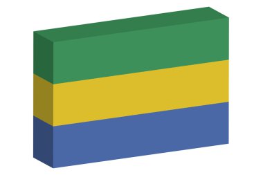 Gabon ülke 3D izometrik bayrağı çizimi