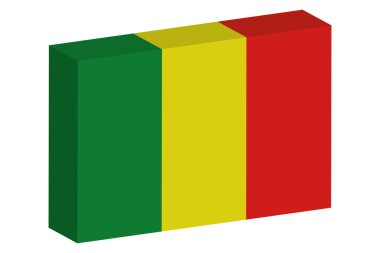 Mali ülke 3D izometrik bayrağı çizimi