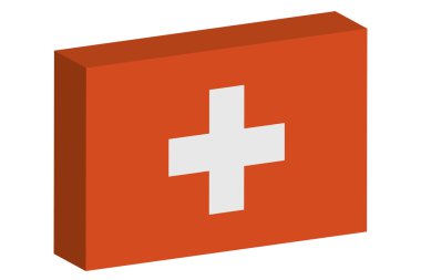 İsviçre ülke 3D izometrik bayrağı çizimi