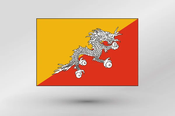 3D isometrische Flaggendarstellung des Landes Bhutan — Stockvektor