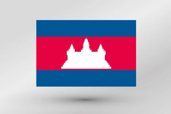 3D isometrische Flaggendarstellung des Landes Kambodscha — Stockvektor