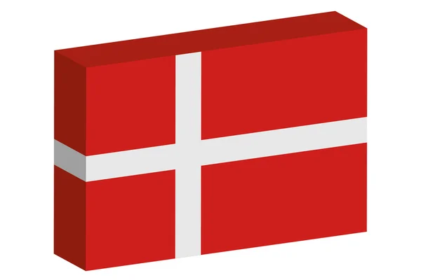 Ülke Danimarka 3D izometrik bayrağı çizimi — Stok Vektör
