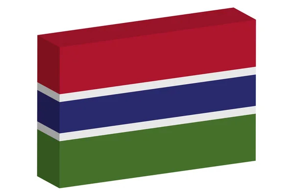 3D isometrische Flaggendarstellung des Landes Gambia — Stockvektor