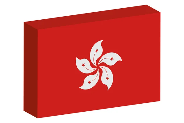 Hong Kong ülke 3D izometrik bayrağı çizimi — Stok Vektör