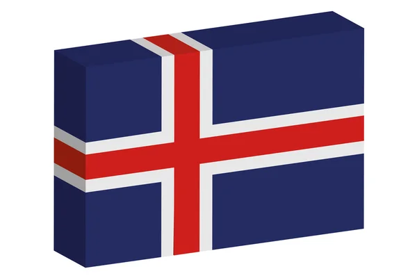 3D Izometrické ilustrace vlajka země Island — Stockový vektor