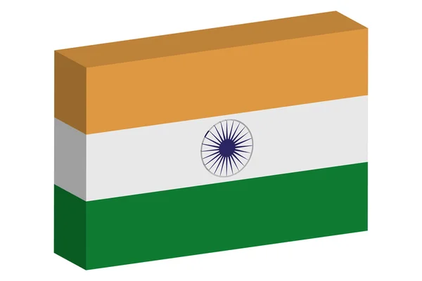 3D Isometrische vlag illustratie van het land van India — Stockvector