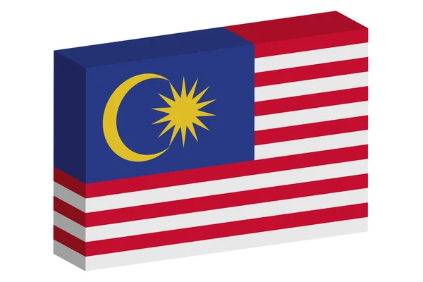 3D Isometrisk flagga Illustration av landet av Malaysia — Stock vektor