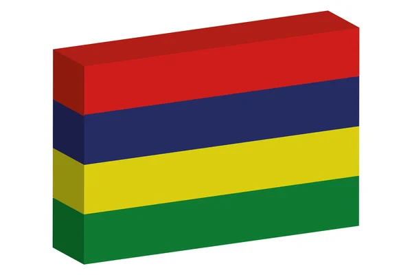 3D Izometrické ilustrace vlajka země Mauricius — Stockový vektor
