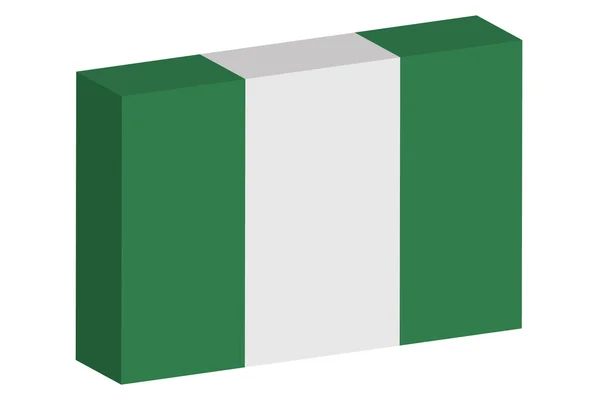 3D Isometrisk flagga Illustration av landet av Nigeria — Stock vektor
