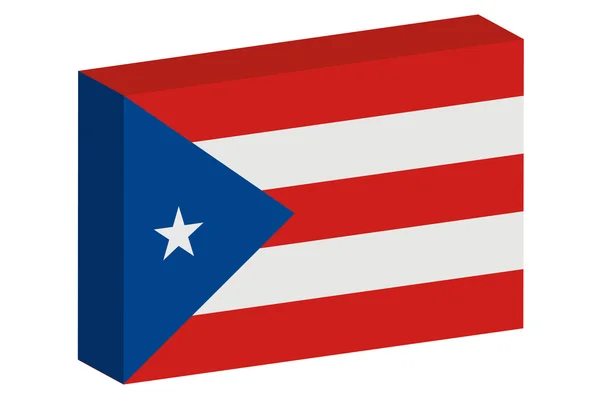 Drapeau ionique 3D Illustration du pays de PuertoRico — Image vectorielle