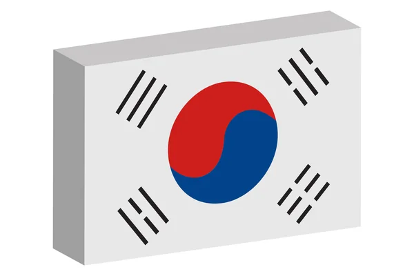 3D Isomric Flag Illustrazione del paese della Corea del Sud — Vettoriale Stock