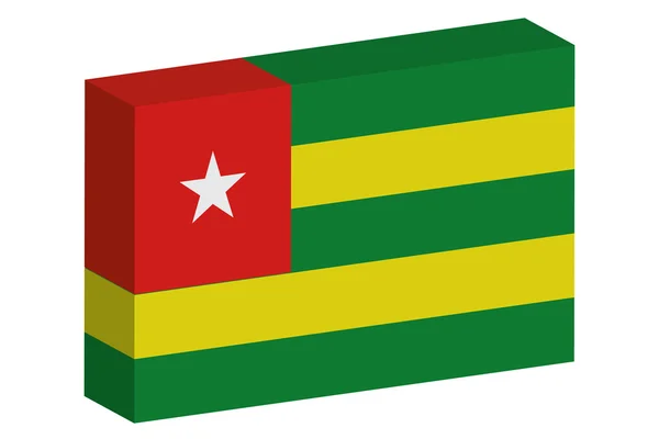 Drapeau ionique 3D Illustration du pays du Togo — Image vectorielle