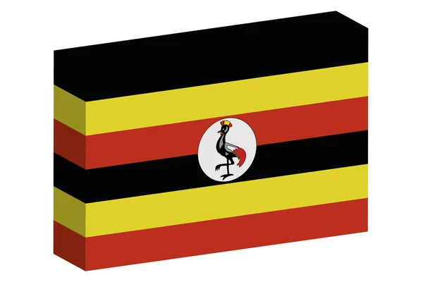 Drapeau ionique 3D Illustration du pays de l'Ouganda — Image vectorielle