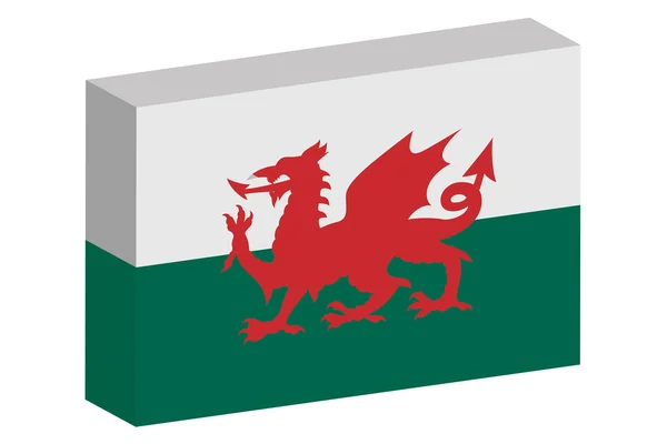 3D Isometrische vlag illustratie van het land van Wales — Stockvector