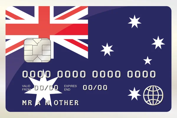 一张信用卡用卡被国旗的 A 的插图 — 图库矢量图片