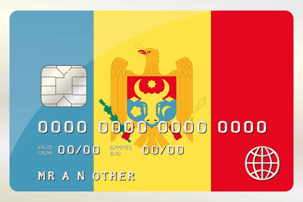 Ilustración de una tarjeta de crédito con la tarjeta siendo la bandera de M — Vector de stock