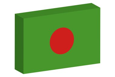 Bangladeş ülke 3D izometrik bayrağı çizimi