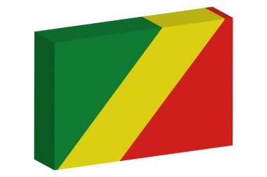 Kongo ülke 3D izometrik bayrağı çizimi