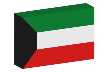 Kuveyt ülke 3D izometrik bayrağı çizimi