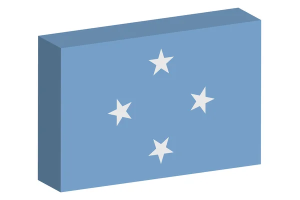 3D isometrische Flaggendarstellung des Landes Mikronesien — Stockfoto