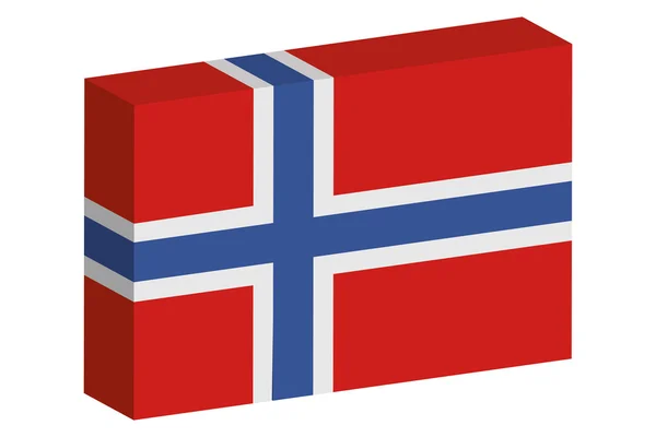 Ülke Norveç'in 3D izometrik bayrağı çizimi — Stok fotoğraf