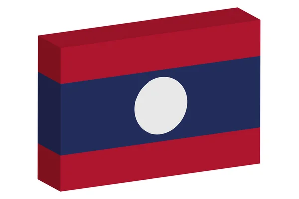 Ilustración de la bandera isométrica 3D del país de Laos —  Fotos de Stock