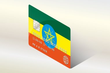 Etiyopya ülke 3D izometrik bayrağı çizimi