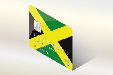 Jamaika Ülke 3D izometrik bayrağı çizimi