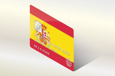 İspanya ülke 3D izometrik bayrağı çizimi