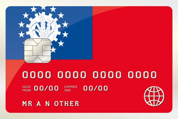 Ilustração de um cartão de crédito com o cartão sendo a bandeira de M — Vetor de Stock
