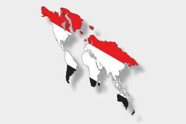 bir harita dünya fl ile 3D izometrik bayrağı çizimi