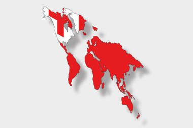 bir harita dünya fl ile 3D izometrik bayrağı çizimi