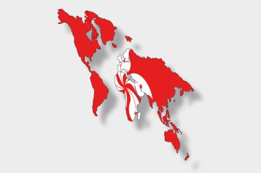 bir harita dünya fl ile 3D izometrik bayrağı çizimi