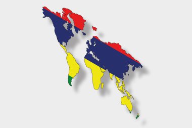 bir harita dünya fl ile 3D izometrik bayrağı çizimi