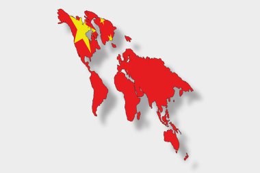 bir harita dünya fl ile 3D izometrik bayrağı çizimi