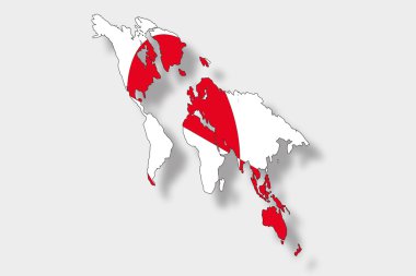 bir harita dünya fl ile 3D izometrik bayrağı çizimi