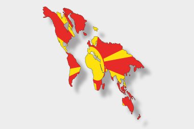 bir harita dünya fl ile 3D izometrik bayrağı çizimi