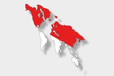 bir harita dünya fl ile 3D izometrik bayrağı çizimi